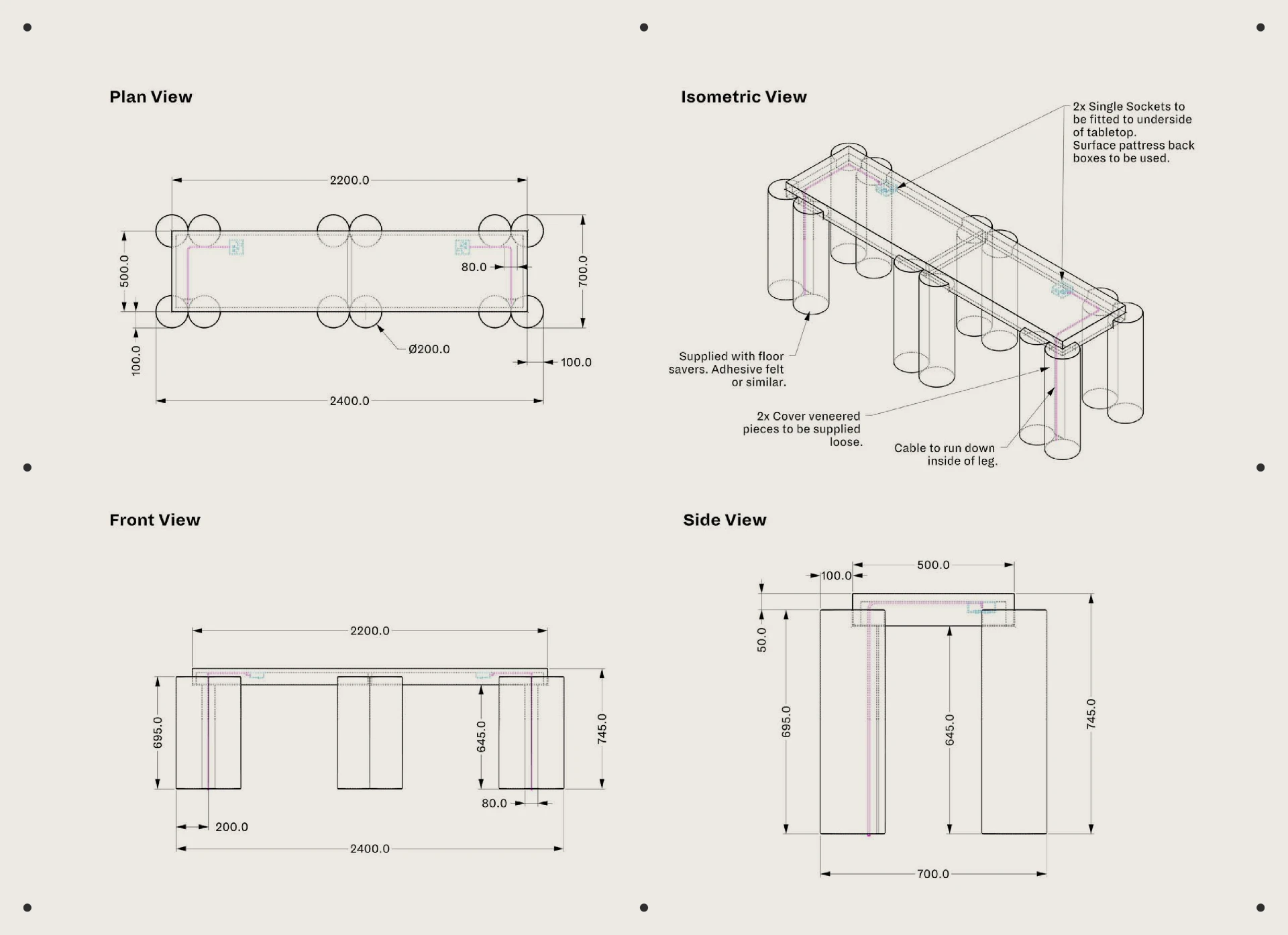 Shop drawings per arredo su misura — tavola tecnica millwork and ff&e drawings (5) realizzata da Layering