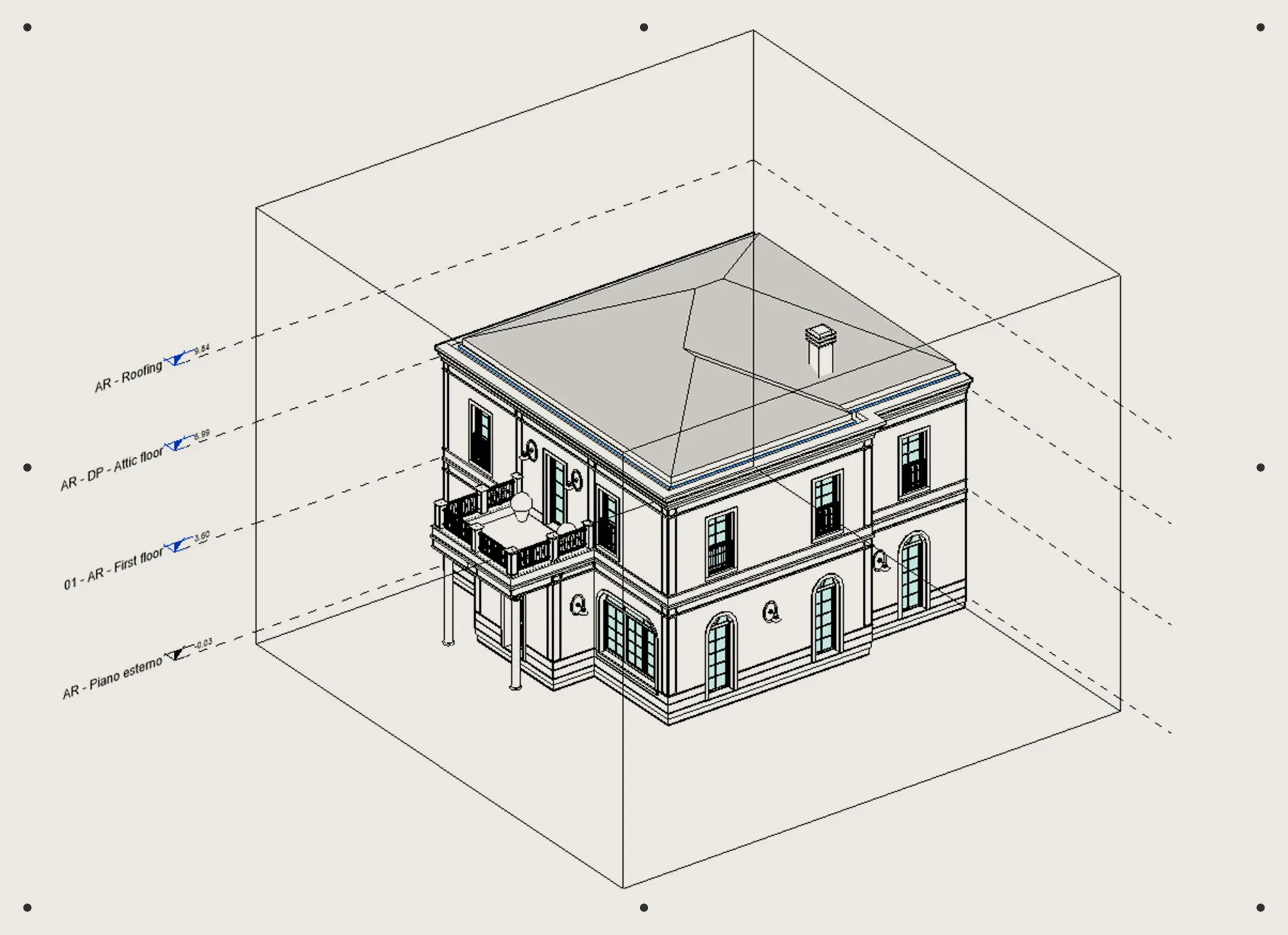 Modellazione Revit e Rhinoceros — tavola tecnica 3d modelling realizzata da Layering
