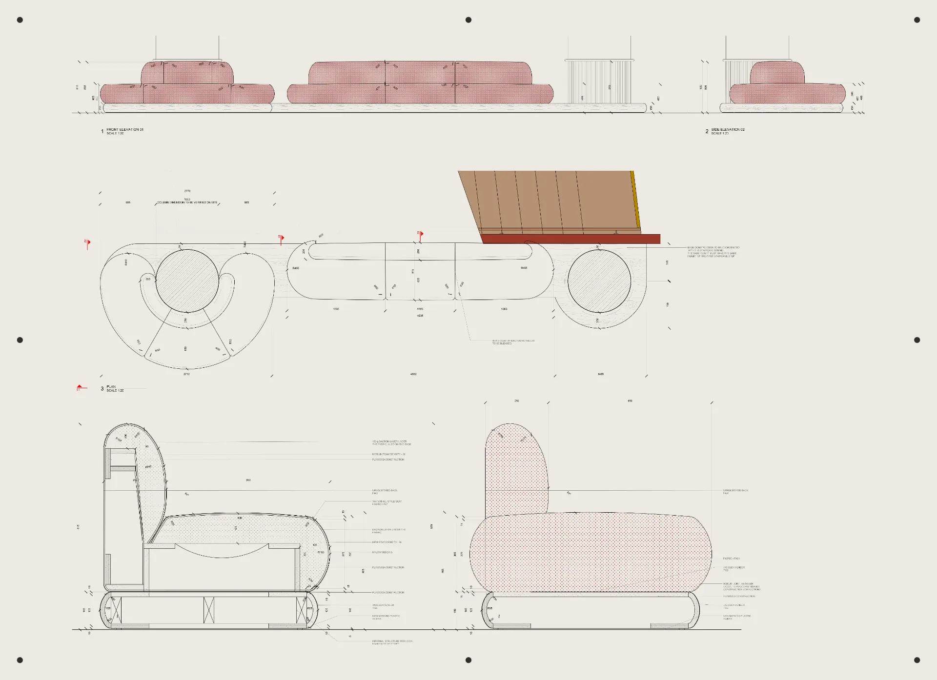 Shop drawings per arredo su misura — tavola tecnica millwork and ff&e drawings (4) realizzata da Layering