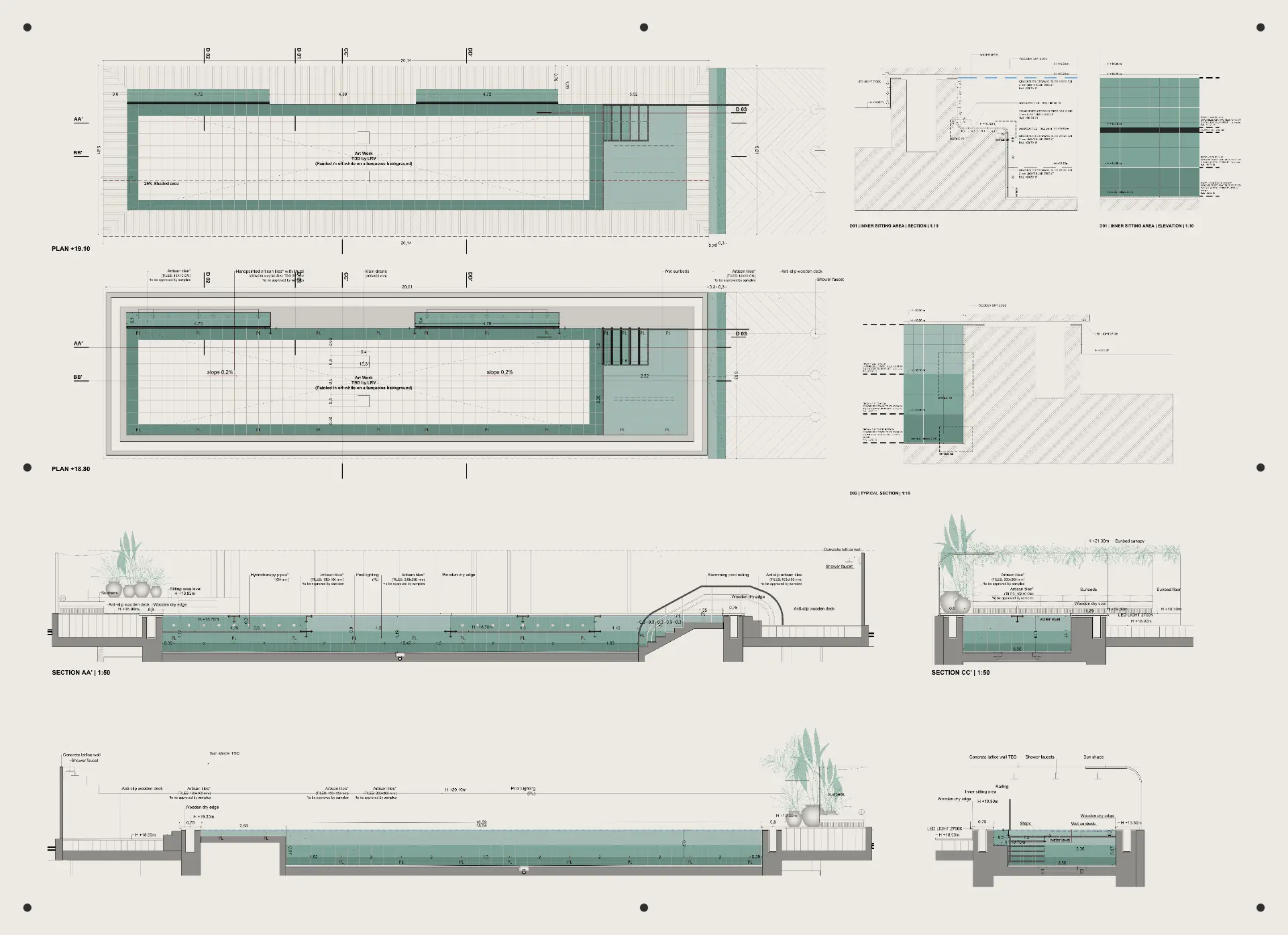 Piante tecniche, RCP e impianti — tavola tecnica interior design drafting realizzata da Layering